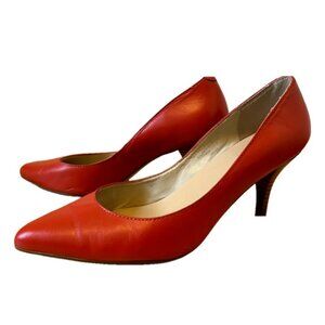 Colin Stuart Orange Leather Pointed Toe Pump Heels Size 7